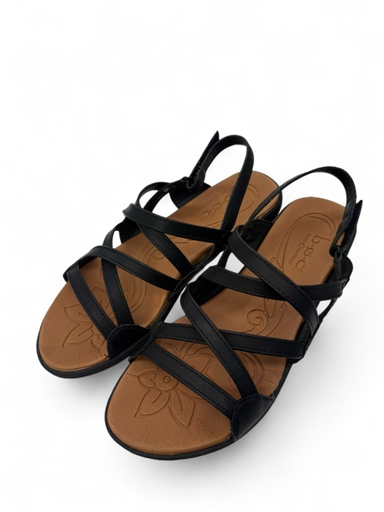 b.o.c. Shoes - b.o.c. Black Strappy Women's Sandals with Tan Footbed